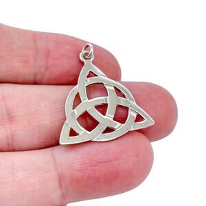 Estate Sterling Silver 925 Celtic Knot Triangle Pendant
